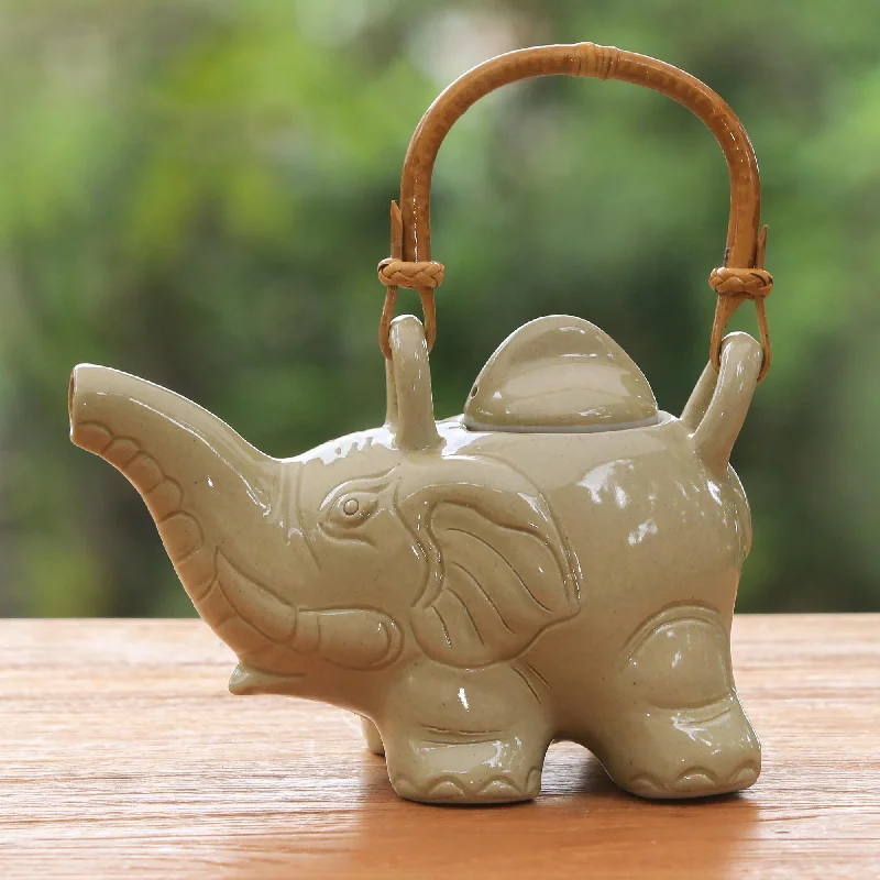 Elephant Cream Tea Good Luck Ceramic Teapot