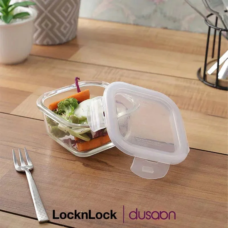 Glass Square Airtight Food Storage Container | 300ml