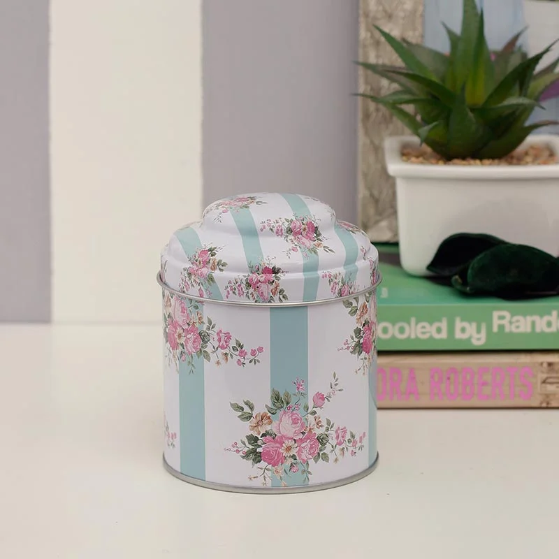 Metal Floral Tin Canister | 4 x 4 inches