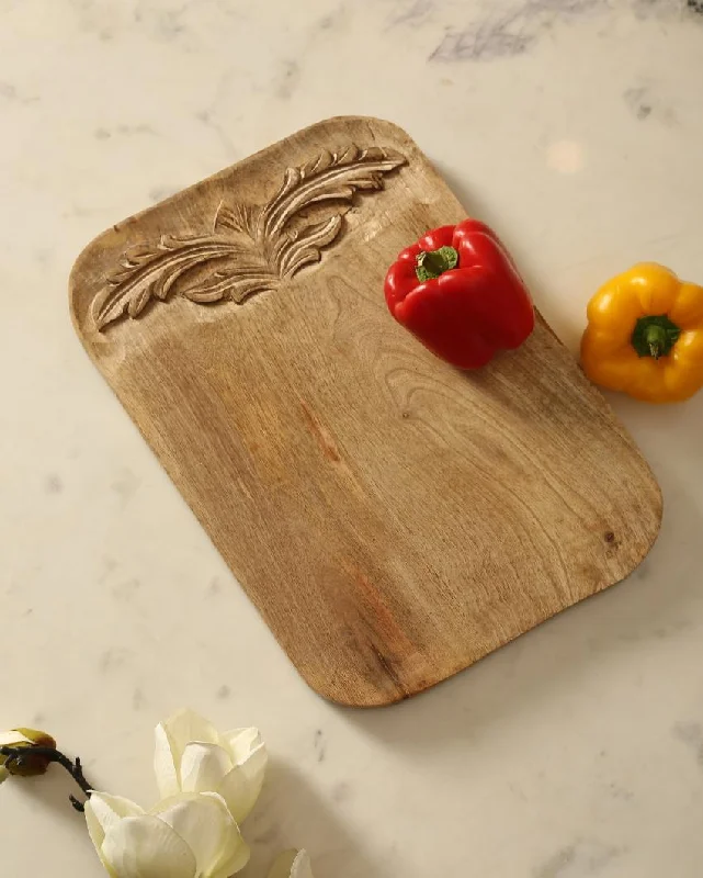 Flower Design Hand Carved Wooden Chopping Board