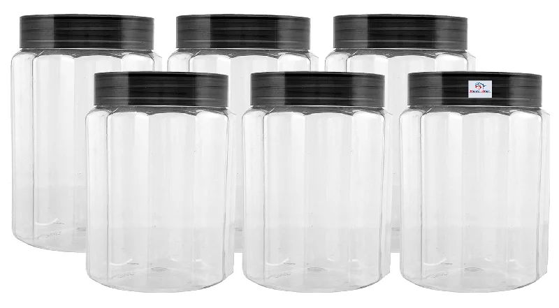 Heart Home Food Grade Odourless BPA Free Plastic Kitchen Container Set with Airtight Lid,500ml, Set of 6 (Grey)-HS42KUBMART25068