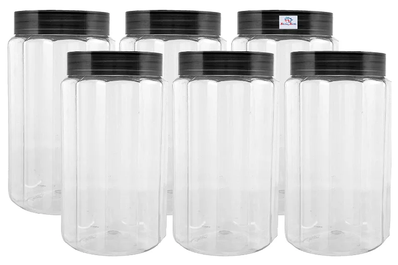 Heart Home Food Grade Odourless BPA Free Plastic Kitchen Container Set with Airtight Lid,1800ml, Set of 6 (Grey)-HS42KUBMART25052