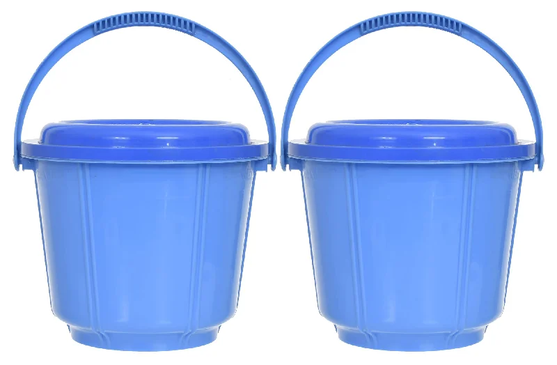 Heart Home Small Multiuses Plastic Kitchen & Pantry Storage Container/Bucket with Handle & Lid, 5 LTR.- Pack of 2 (Blue)-47HH01231