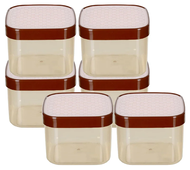 Kuber Industries Check Deisgn Lid Food Grade BPA Free Plastic Kitchen Container Set,1200ml, Set of 6 (White), Standard