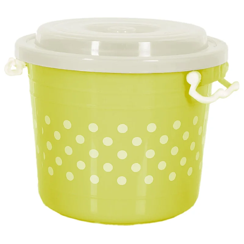 Kuber Industries Dot Printed Plastic Storage Container for Store Flour, Rice, Sugar, Baking Supplies with Lock Handle & Lid, 6 Liter (Green)-47KM01092