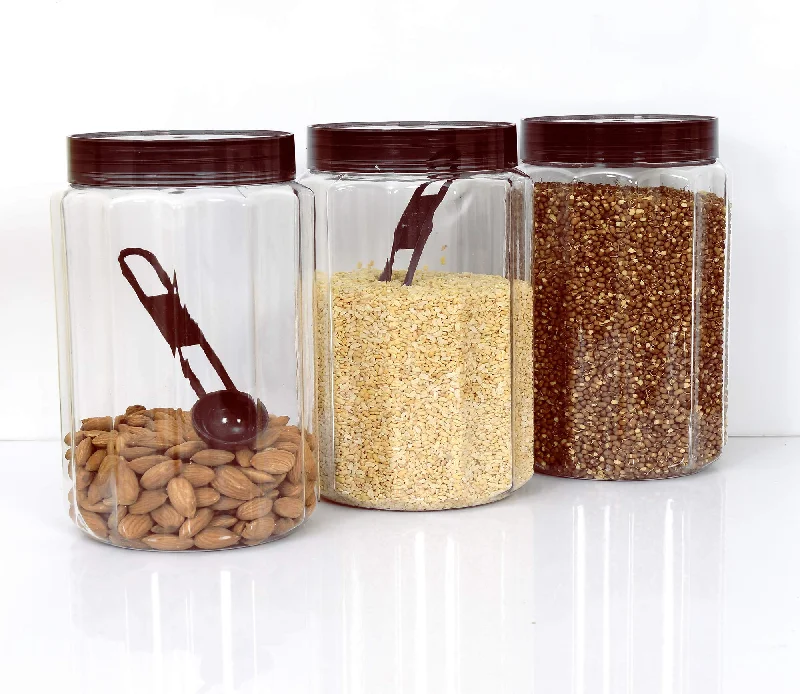 Kuber Industries Opal Plastic Airtight Pet Jar Container Set (Set of 3, 500 ml, Brown)-KUBMART10966