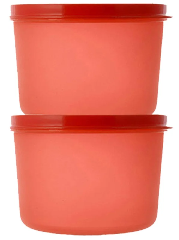 Kuber Industries Plastic 2 Pieces Kitchen Storage Spice Containers, Fridge Container, Food Utility Box, Food Storage Containers Jars 600 Ml (Red) - CTLTC43953