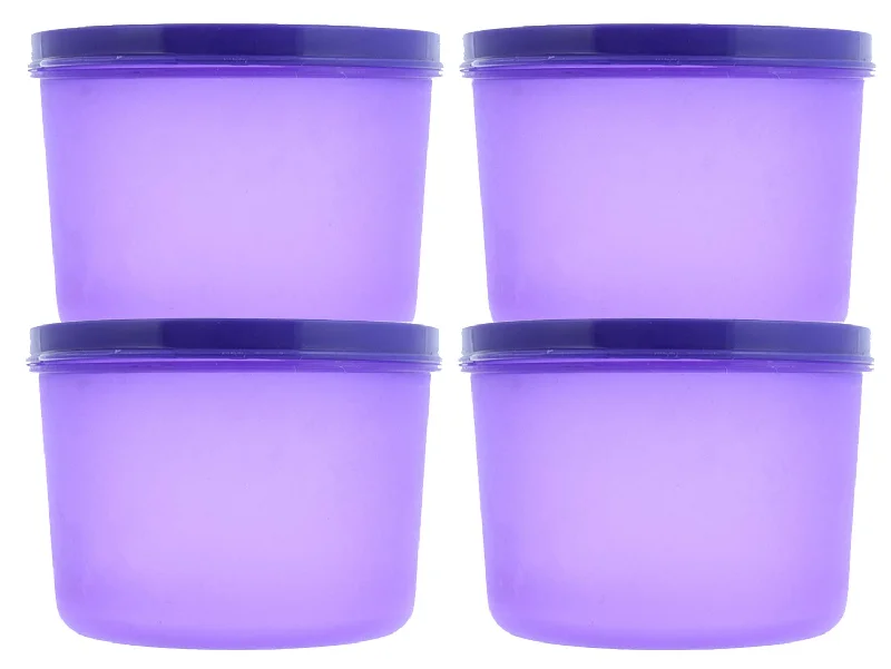 Kuber Industries Plastic 4 Pieces Kitchen Storage Spice Containers, Fridge Container, Food Utility Box, Food Storage Containers Jars 1000 Ml (Purple) - CTLTC43999