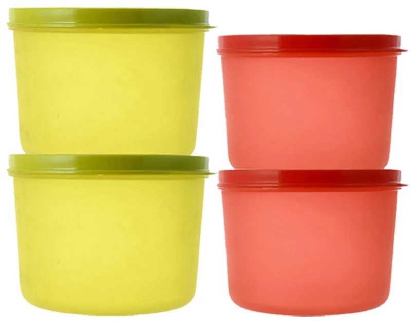 Kuber Industries Plastic 4 Pieces Kitchen Storage Spice Containers, Fridge Container, Food Utility Box, Food Storage Containers Jars 1600,1000 Ml (Green & Red) - CTLTC44347