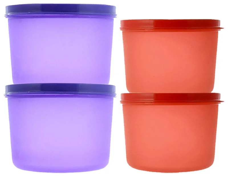 Kuber Industries Plastic 4 Pieces Kitchen Storage Spice Containers, Fridge Container, Food Utility Box, Food Storage Containers Jars 1600,1000 Ml (Purple & Red) - CTLTC44341