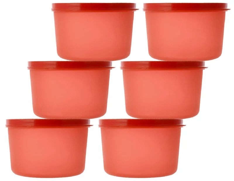 Kuber Industries Plastic 6 Pieces Kitchen Storage Spice Containers, Fridge Container, Food Utility Box, Food Storage Containers Jars 400 Ml (Red) - CTLTC43891