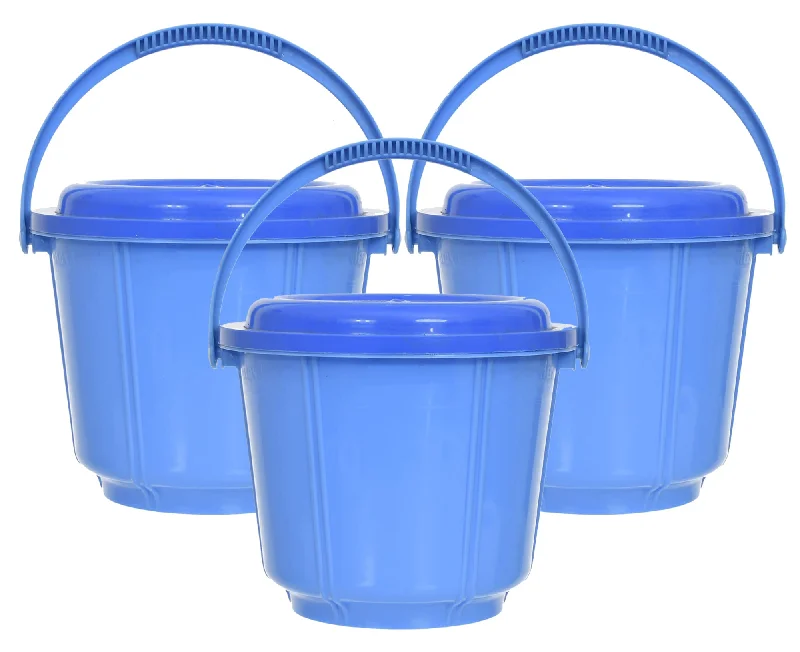 Kuber Industries Small Multiuses Plastic Kitchen & Pantry Storage Container/Bucket with Handle & Lid, 5 LTR.- Pack of 3 (Blue)-47KM01233