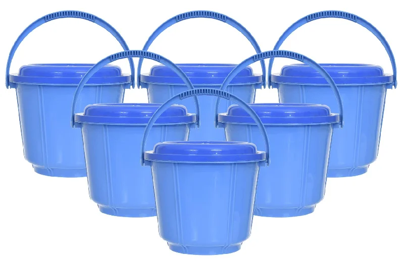 Kuber Industries Small Multiuses Plastic Kitchen & Pantry Storage Container/Bucket with Handle & Lid, 5 LTR.- Pack of 6 (Blue)-47KM01237