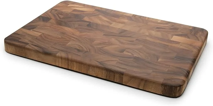 Large End Grain Prep Station Acacia Wood Cutting Board, 14 x 20-Inch, Brown