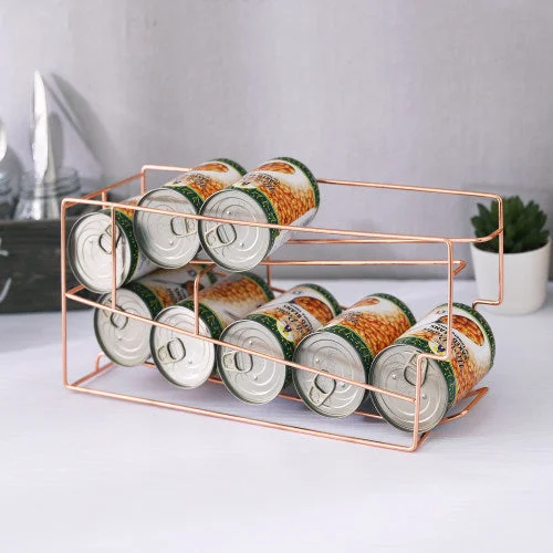 Modern Copper Tone Metal Wire Can Holder Rack