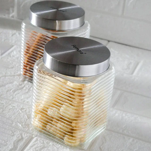 Modern Square Glass Jars |1300ml | 5 x 8 inches