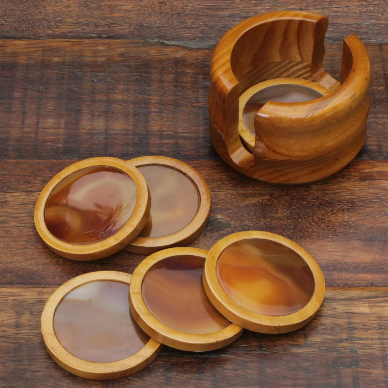 Mystery Agate and cedar coasters (Set of 6)