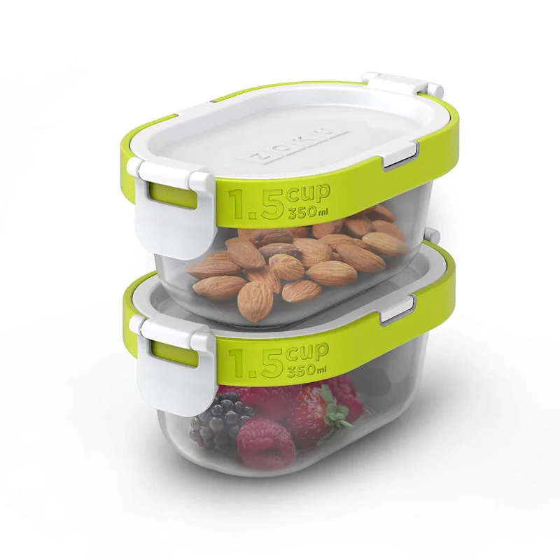 Zoku Neat Stack Interchangeable Food Storage Containers | Set of 2 | 6 x 4 x 4 inches