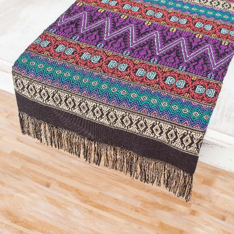 Resplendent Tradition Handwoven Cotton Table Runner from Guatemala