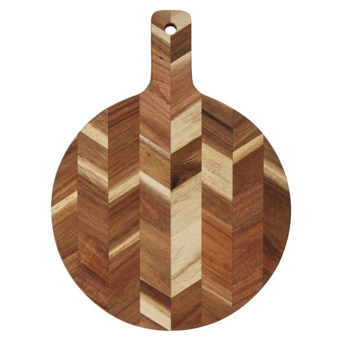 Round Herringbone Acacia Cutting Board