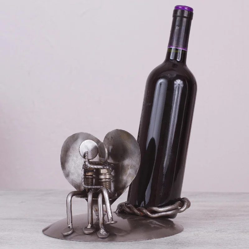 Rustic Romance Rustic Auto Part Sculpture Wine Bottle Holder from Mexico