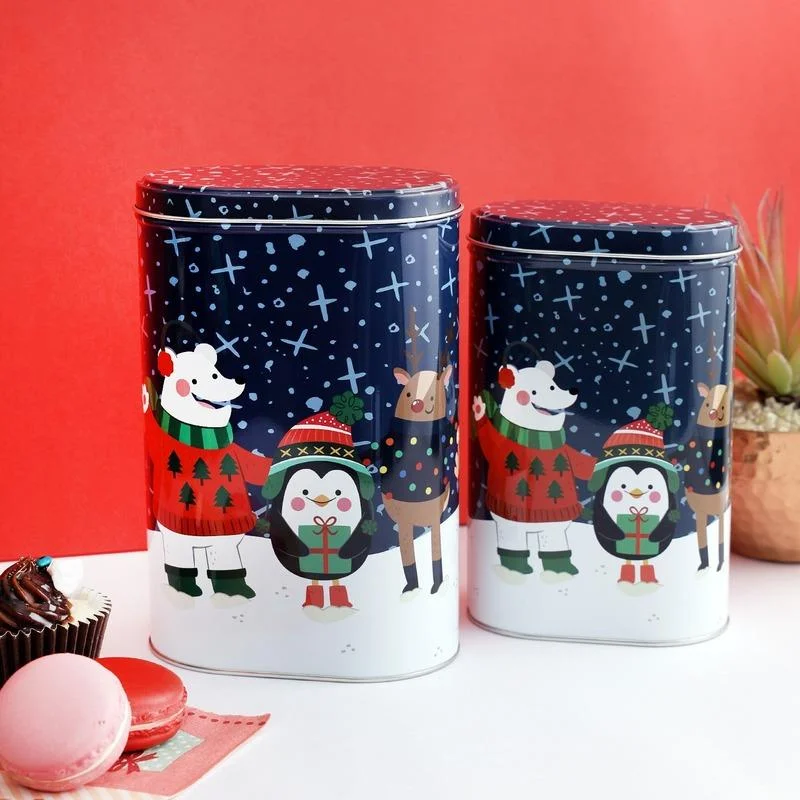 Santa & Friends Blue Tall Storage Box | Set of 2