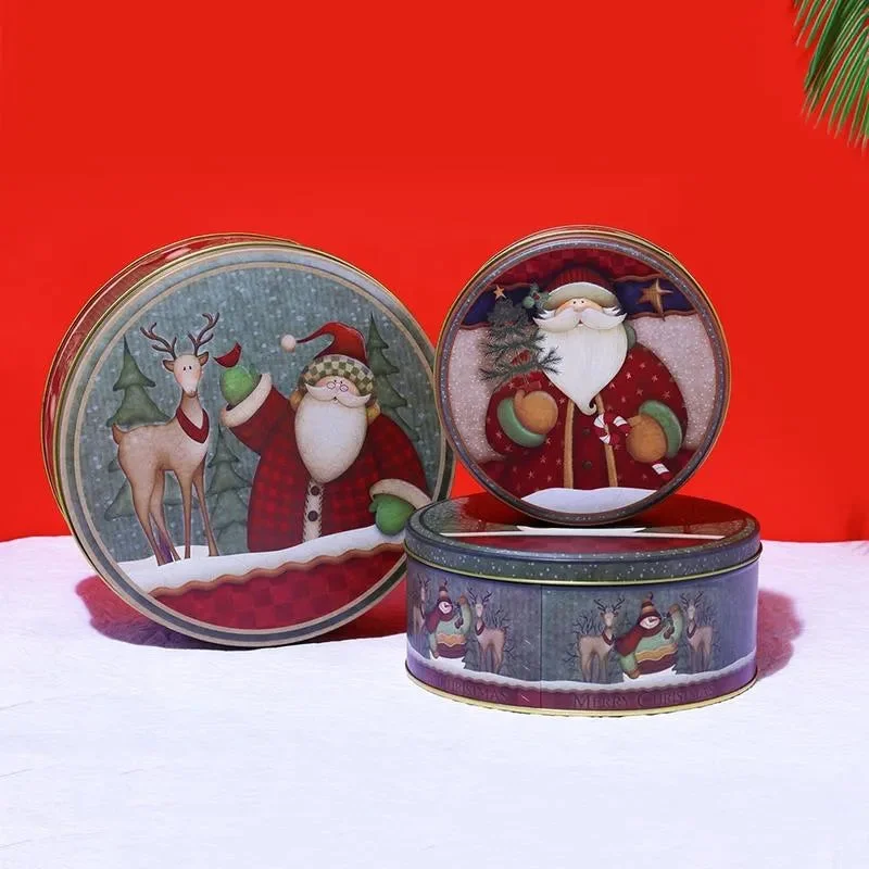 Santa & Reindeer Round Storage Box | Set of 3