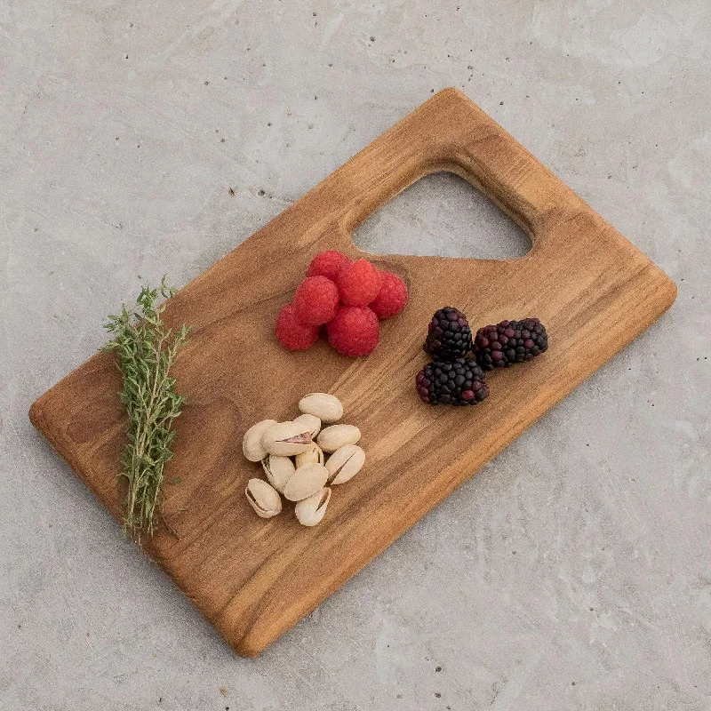 Sophisticated Bartender Teak Wood Cutting Board with a Handle from Guatemala