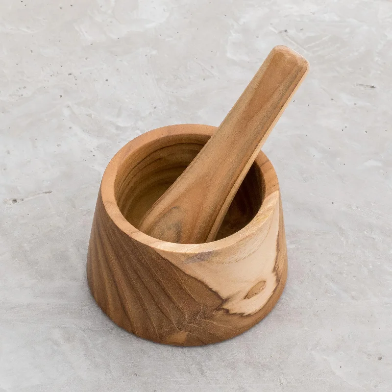 Tica Cuisine Handmade Teak Wood Mortar and Pestle from Costa Rica