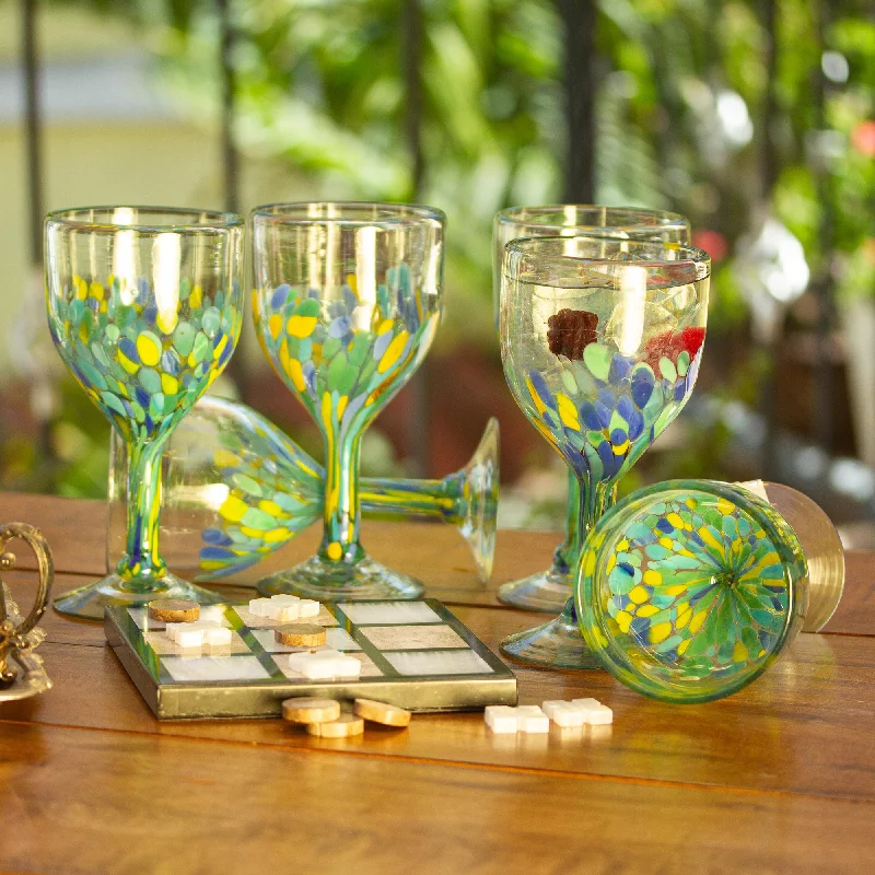 Tropical Confetti Colorful Recycled Wine Glasses from Mexico (Set of 6)