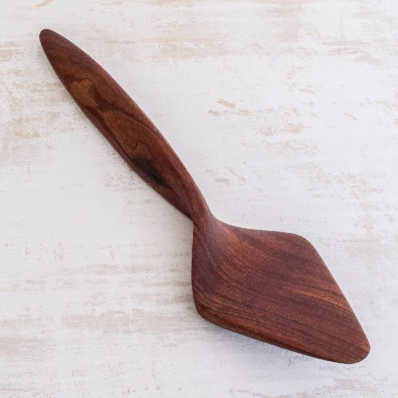 Twist of Nature Hand Carved Cake Server Natural Wood Color from Nicaragua