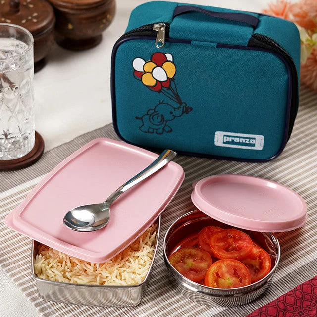 Vemio Stainless Steel Lunch Box Set Tiffen Bowl Spoon With Bag