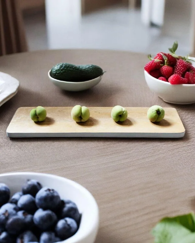 White Border Linear Wooden Chopping Board | 20 x 6 inches