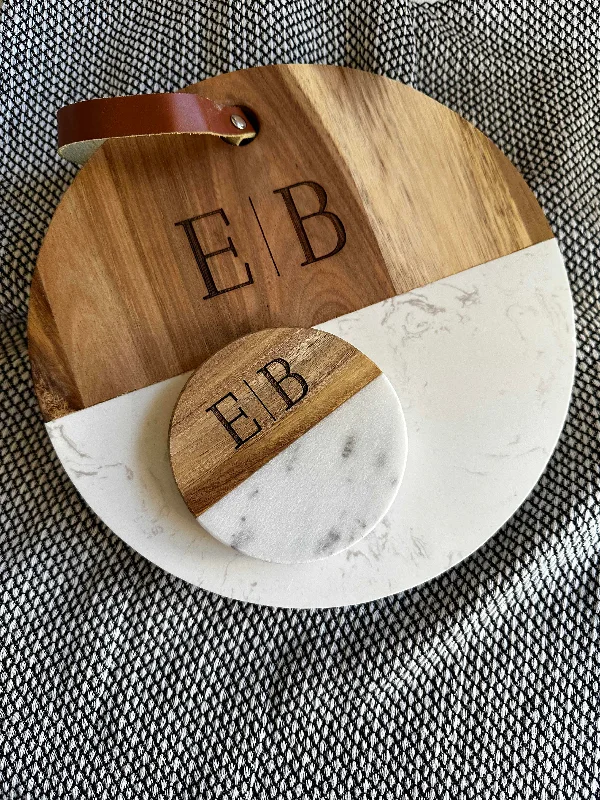 Wood and marble cutting board, personalized