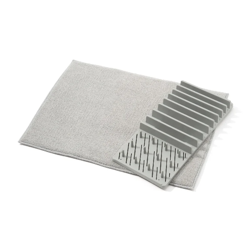 Drying Dish Rack & Mat Set Gray