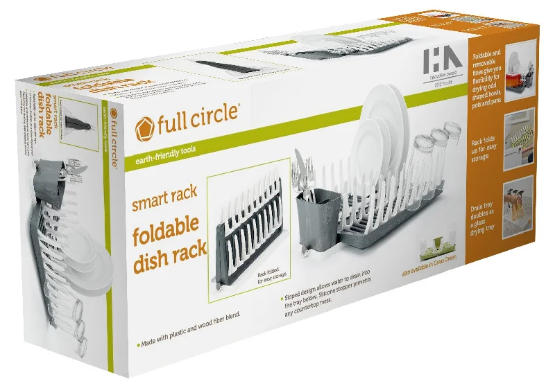 Full Circle FC12401BG Small Green Adjustable & Foldable Dish Rack